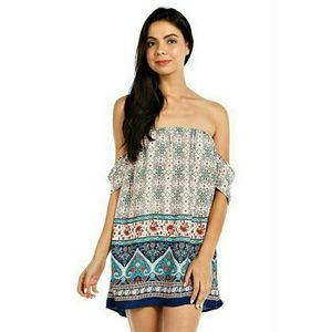 Boho Off Shoulder Tunic Top Hippie Flow Strapless